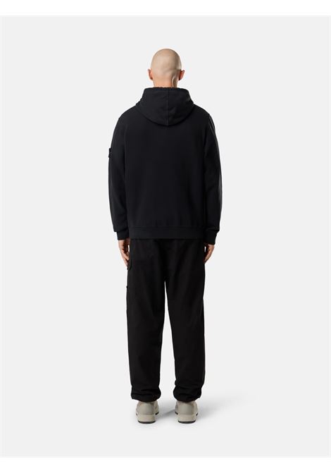 hooded zip cotton fleece sweatshirt man black STONE ISLAND | K2S15 6100067 S0A20V0029